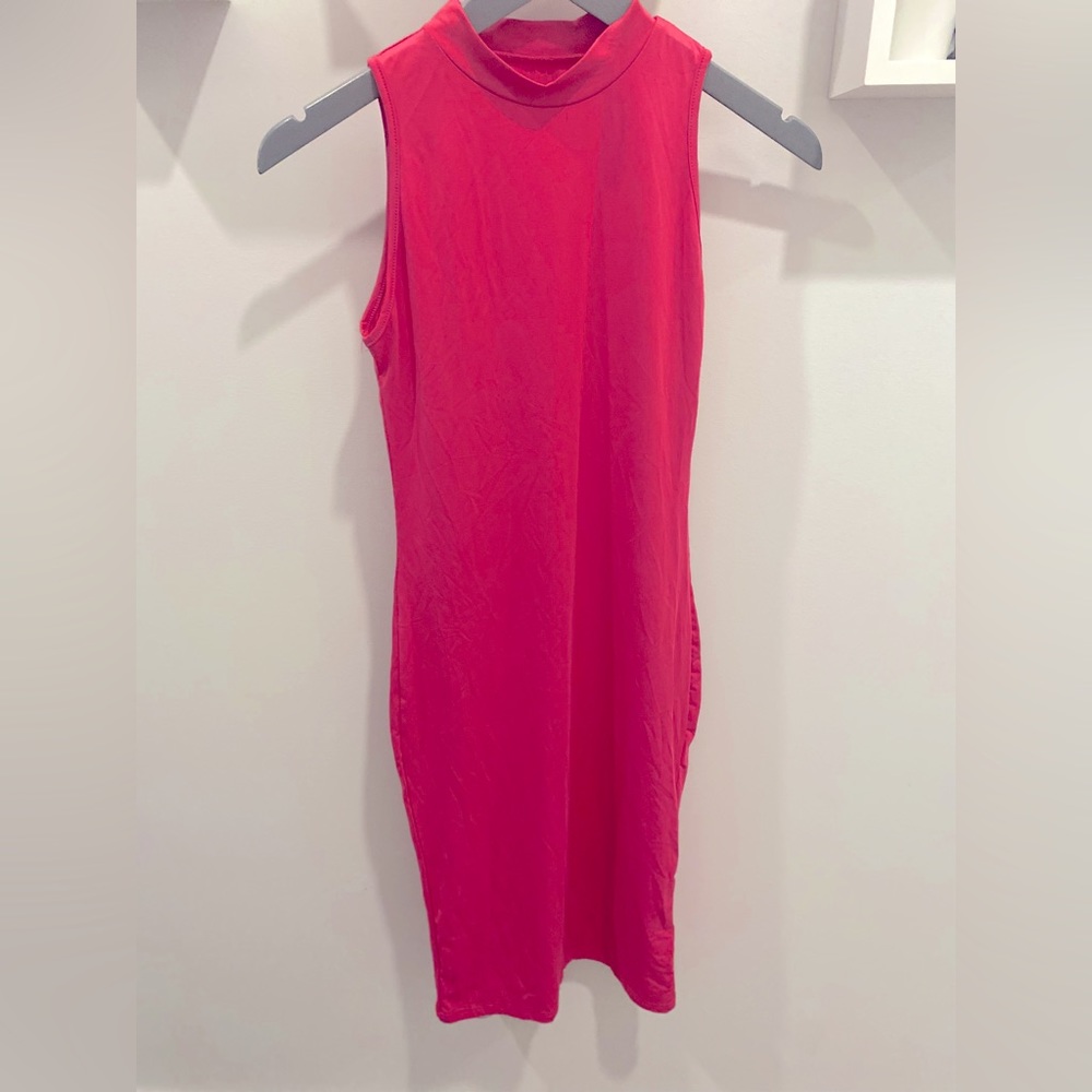 Barbie Pink High Neck bodycon dress